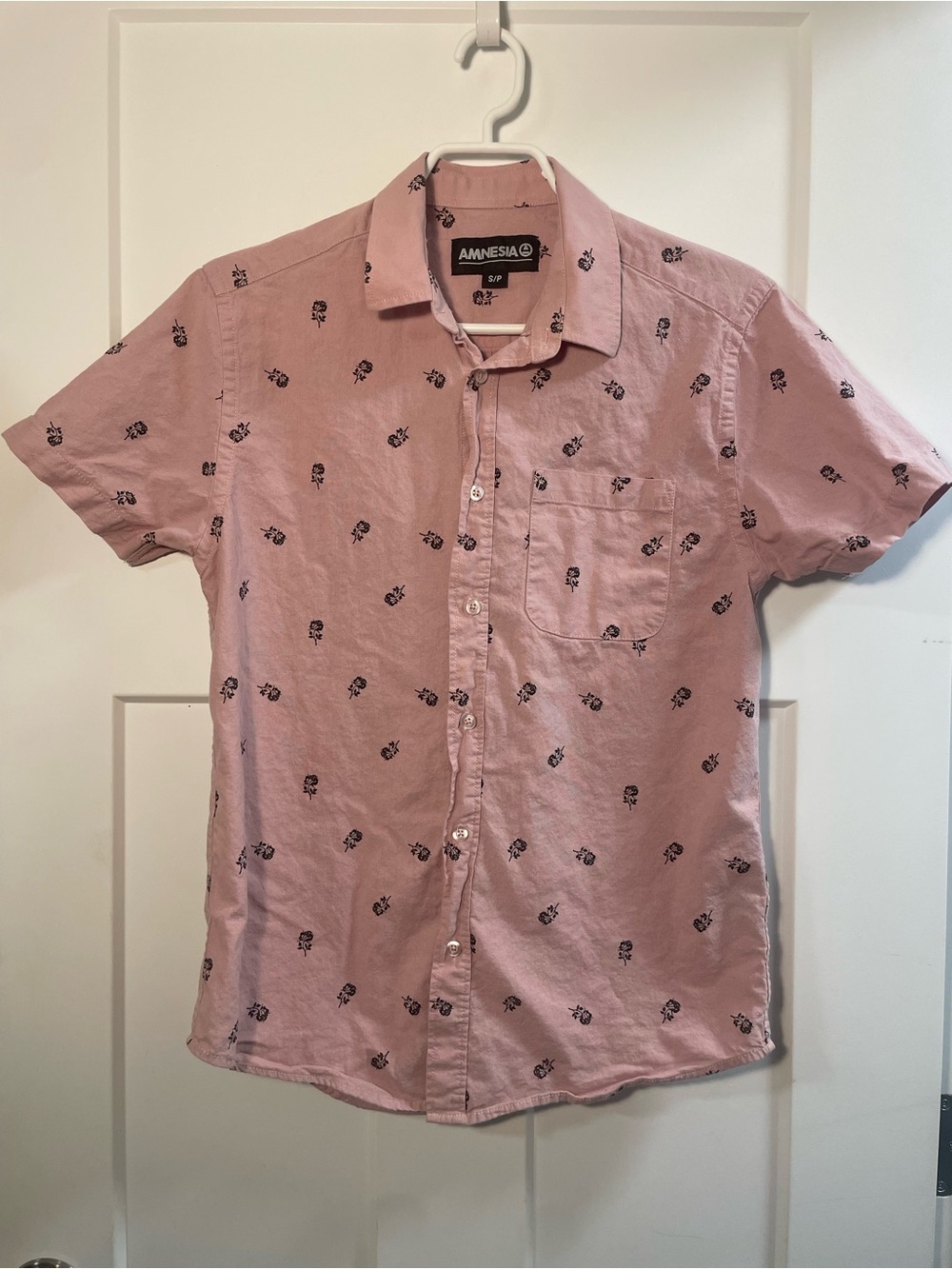 Men’s Button Down Shirt Pink/Roses